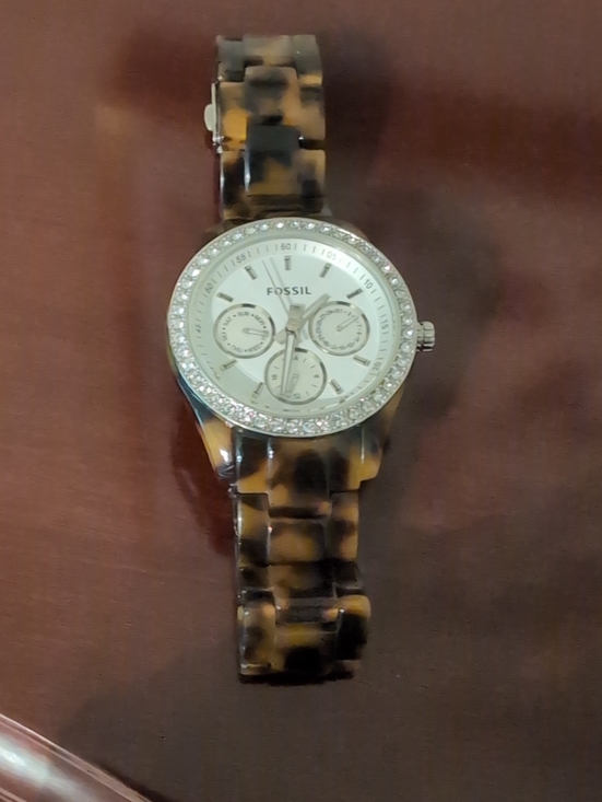 Fossil Accessories - Fossil Women's Tortoise Resin Watch with Crystal Bezel